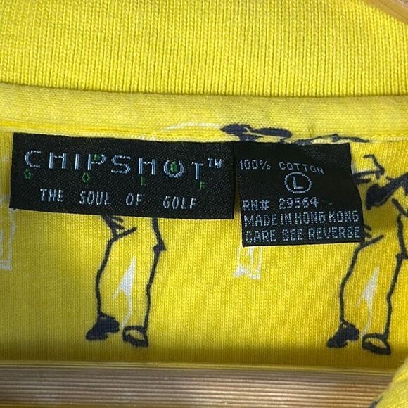 CHIPSHOT Golf All Over Print Golf Polo Short Sleeve Shirt Men's Large Yellow - Picture 5 of 8